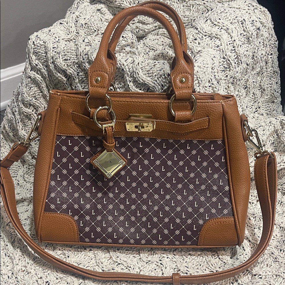 Danbury Mint Brown and Tan Satchel with Monogram
